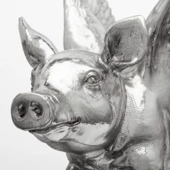 New 👍 Mercana Hogbadi Silver Resin Flying Pigs Decorative Wall Accents, Set Of 2 😀 -Mercana Shop Hogbadi Silver Resin Flying Pigs Decorative Wall Accents2C Set of 2 2
