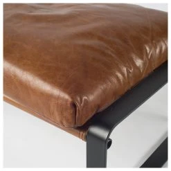 Mercana-shop -Mercana Shop Hornet I 1422H Brown Leather Black Metal Base Ottoman