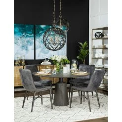 Discount ✨ Mercana Horsdal Black Faux Leather Dining Chair - 21.0L X 24.0W X 34.8H ✔️ -Mercana Shop Horsdal Black Faux Leather Seat Black Metal Frame Dining Chair 10