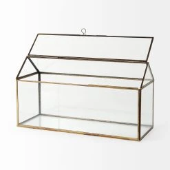 Discount 🤩 Mercana Hutt 16L X 6W X 9H Gold Glass Terrarium Box - 16.1L X 5.9W X 9.1H 😍 -Mercana Shop Hutt 16L x 6W x 9H Gold Glass Terrarium Box 4