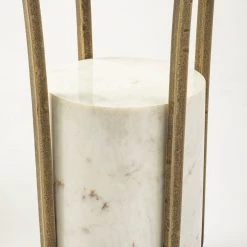 Coupon 😀 Mercana Jacinta II 21" Round Glass Top Metal And Marble Pedestal End/Side Table ✨ -Mercana Shop Jacinta II 2122 Round Glass Top Metal and Marble Pedestal End Side Table 2