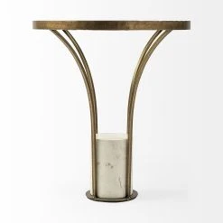 Coupon 😀 Mercana Jacinta II 21" Round Glass Top Metal And Marble Pedestal End/Side Table ✨ -Mercana Shop Jacinta II 2122 Round Glass Top Metal and Marble Pedestal End Side Table 5