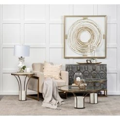 Coupon 😀 Mercana Jacinta II 21" Round Glass Top Metal And Marble Pedestal End/Side Table ✨ -Mercana Shop Jacinta II 2122 Round Glass Top Metal and Marble Pedestal End Side Table 7