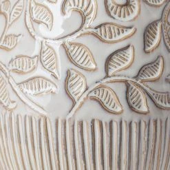 Promo 🥰 Mercana Jadiza I Small White Glaze Floral Patterned Ceramic Vase 🧨 -Mercana Shop Jadiza I Small White Glaze Floral Patterned Ceramic Vase 11