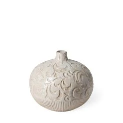 Promo 🥰 Mercana Jadiza I Small White Glaze Floral Patterned Ceramic Vase 🧨 -Mercana Shop Jadiza I Small White Glaze Floral Patterned Ceramic Vase 6
