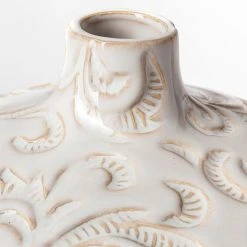 Promo 🥰 Mercana Jadiza I Small White Glaze Floral Patterned Ceramic Vase 🧨 -Mercana Shop Jadiza I Small White Glaze Floral Patterned Ceramic Vase 7