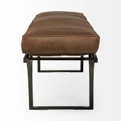 Best reviews of 🎁 Mercana Jessie 55L X 16W Brown Leather Seat W/Black Metal Base Accent Bench - 55.0L X 16.0W X 19.0H Gray 🌟 -Mercana Shop Jessie 55L x 16W Brown Leather Seat W Black Metal Base Accent Bench 2