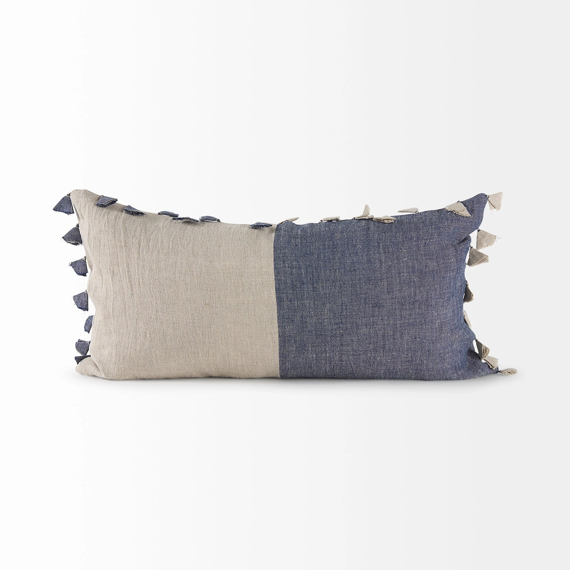 Outlet 👏 Mercana Joelle Blue And Beige Color Blocked W/Tassels Rectangle Decorative Pillow Cover ❤️ 2 Outlet 👏 Mercana Joelle Blue And Beige Color Blocked W/Tassels Rectangle Decorative Pillow Cover ❤️ - Image 2