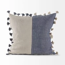 Outlet 👏 Mercana Joelle Blue And Beige Color Blocked W/Tassels Rectangle Decorative Pillow Cover ❤️ 25 Outlet 👏 Mercana Joelle Blue And Beige Color Blocked W/Tassels Rectangle Decorative Pillow Cover ❤️ -Mercana Shop Joelle 14.0L x 26.0W x 0.2H Blue and Beige Color Blocked W Tassels Rectangle Decorative Pillow Cover 10