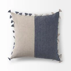Outlet 👏 Mercana Joelle Blue And Beige Color Blocked W/Tassels Rectangle Decorative Pillow Cover ❤️ 28 Outlet 👏 Mercana Joelle Blue And Beige Color Blocked W/Tassels Rectangle Decorative Pillow Cover ❤️ -Mercana Shop Joelle 14.0L x 26.0W x 0.2H Blue and Beige Color Blocked W Tassels Rectangle Decorative Pillow Cover 13