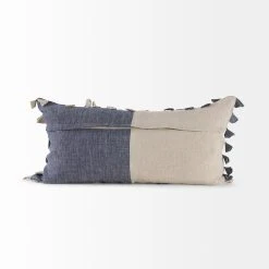 Outlet 👏 Mercana Joelle Blue And Beige Color Blocked W/Tassels Rectangle Decorative Pillow Cover ❤️ 18 Outlet 👏 Mercana Joelle Blue And Beige Color Blocked W/Tassels Rectangle Decorative Pillow Cover ❤️ -Mercana Shop Joelle 14.0L x 26.0W x 0.2H Blue and Beige Color Blocked W Tassels Rectangle Decorative Pillow Cover 3