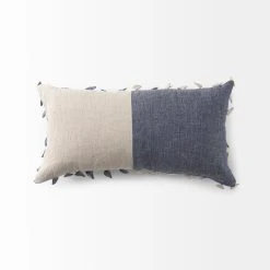 Outlet 👏 Mercana Joelle Blue And Beige Color Blocked W/Tassels Rectangle Decorative Pillow Cover ❤️ 19 Outlet 👏 Mercana Joelle Blue And Beige Color Blocked W/Tassels Rectangle Decorative Pillow Cover ❤️ -Mercana Shop Joelle 14.0L x 26.0W x 0.2H Blue and Beige Color Blocked W Tassels Rectangle Decorative Pillow Cover 4
