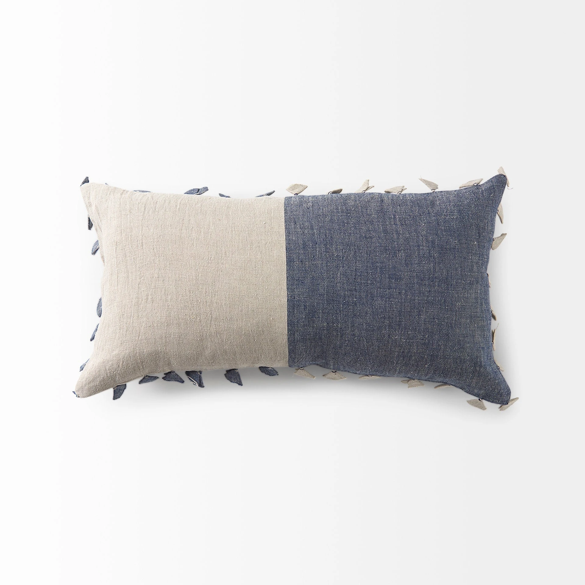 Outlet 👏 Mercana Joelle Blue And Beige Color Blocked W/Tassels Rectangle Decorative Pillow Cover ❤️ 5 Outlet 👏 Mercana Joelle Blue And Beige Color Blocked W/Tassels Rectangle Decorative Pillow Cover ❤️ - Image 5