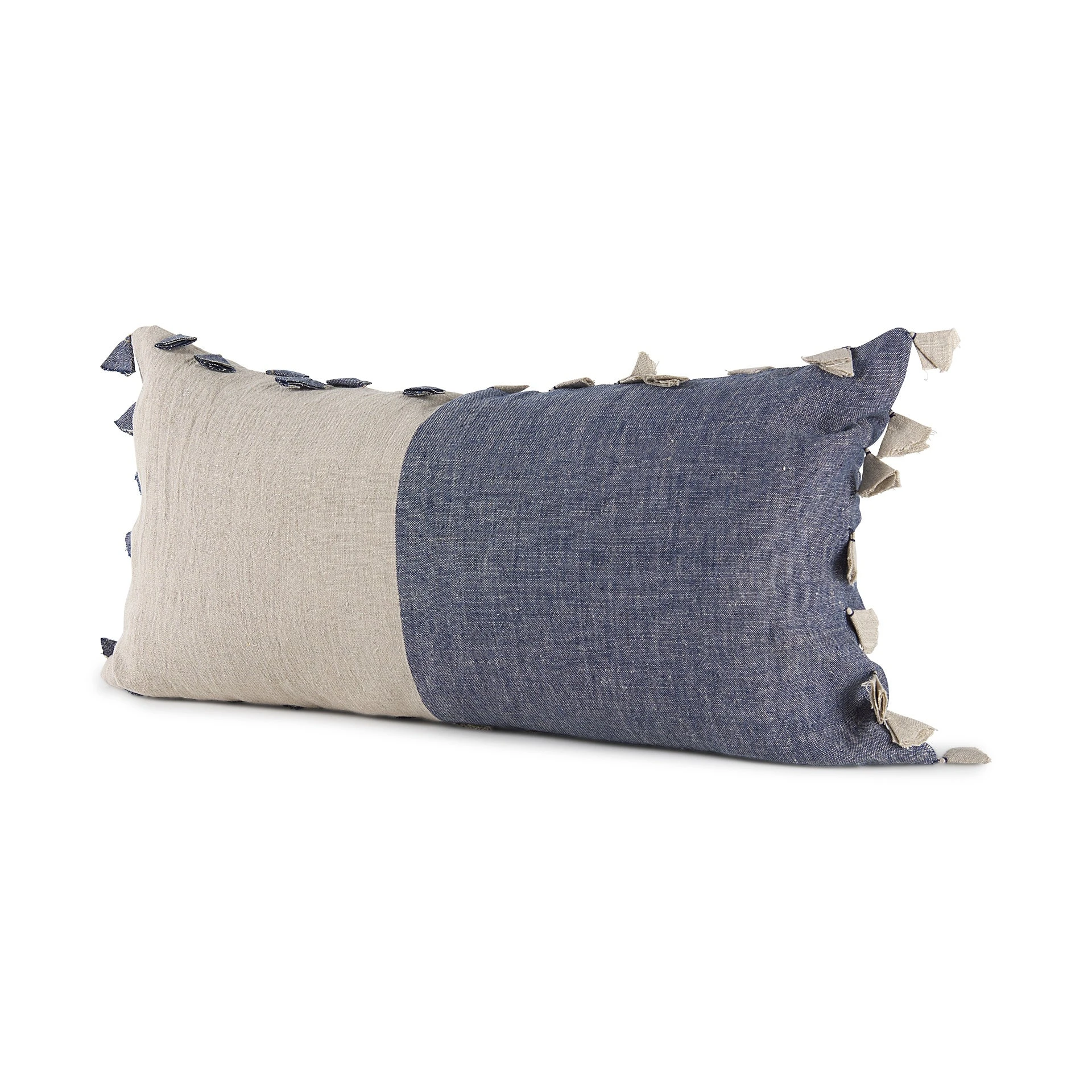 Outlet 👏 Mercana Joelle Blue And Beige Color Blocked W/Tassels Rectangle Decorative Pillow Cover ❤️ 1 Outlet 👏 Mercana Joelle Blue And Beige Color Blocked W/Tassels Rectangle Decorative Pillow Cover ❤️