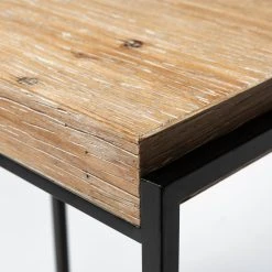 Outlet 👏 Mercana Karissa Brown Wood/ Black Metal Nesting Tables (Set Of 2) - 19.3L X 13.0W X 24.8H 🎁 -Mercana Shop Karissa 28Set of 229 19.3L x 13W x 24.8H Light Brown Wood Top W Black Metal Base Nesting Accent Tables 7