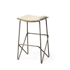 Coupon 🔔 Mercana Katniss 26" Total Height Cream Fabric Seat Gold Metal Frame Counter Stool 😀
