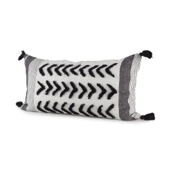 Discount ⌛ Mercana Kimia 14L X 26W White, Gray, And Black Fabric Herringbone And Fringed Decorative Pillow Cover ✨