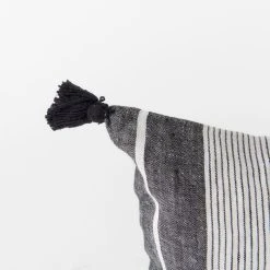 Discount ⌛ Mercana Kimia 14L X 26W White, Gray, And Black Fabric Herringbone And Fringed Decorative Pillow Cover ✨ -Mercana Shop Kimia 14L x 26W White2C Gray2C and Black Fabric Herringbone and Fringed Decorative Pillow Cover 5