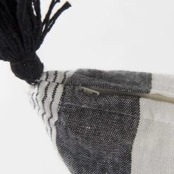 Discount ⌛ Mercana Kimia 14L X 26W White, Gray, And Black Fabric Herringbone And Fringed Decorative Pillow Cover ✨ -Mercana Shop Kimia 14L x 26W White2C Gray2C and Black Fabric Herringbone and Fringed Decorative Pillow Cover 7