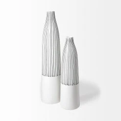 Promo ⌛ Mercana Kira I Small White Pinstripe Ceramic Vase 🌟 -Mercana Shop Kira I Small White Pinstripe Ceramic Vase 8