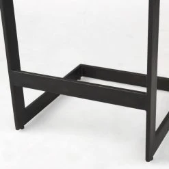 Cheap 😀 Mercana Kiran Black Solid Wood Seat W/ Black Iron Base Counter Stool ✔️ -Mercana Shop Kiran 18L x 17W x 26H Black Wood W Black Metal Base C Shape Counter Stool 6