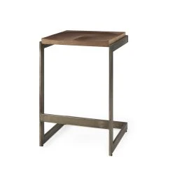 Cheap 😀 Mercana Kiran Black Solid Wood Seat W/ Black Iron Base Counter Stool ✔️ -Mercana Shop Kiran 18L x 17W x 26H Black Wood W Black Metal Base C Shape Counter Stool 9