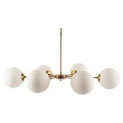 Best Sale 😍 Mercana Lahey Gold Multi-Arm W/ Frosted Glass Globe Six Bulb Chandelier - 44"W X 28.3"D X 21"H 🔥
