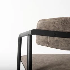 Coupon 🧨 Mercana Langston Brown Faux-Leather Seat Black Iron Frame Dining Chair - 21.0L X 22.5W X 31.0H 💯 -Mercana Shop Langston Brown Faux Leather Seat Black Iron Frame Dining Chair 5