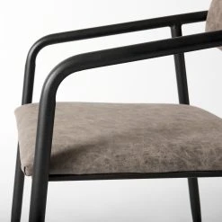 Coupon 🧨 Mercana Langston Brown Faux-Leather Seat Black Iron Frame Dining Chair - 21.0L X 22.5W X 31.0H 💯 -Mercana Shop Langston Brown Faux Leather Seat Black Iron Frame Dining Chair 7