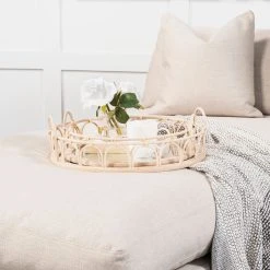 Cheapest 🌟 Mercana Leona (Set Of 2) Natural Wicker Woven Mirrored Base Nesting Trays - 19.3L X 18.9W X 5.7H 😉 -Mercana Shop Leona 28Set of 229 Natural Wicker Woven Mirrored Base Nesting Trays 8