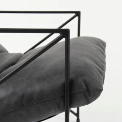 Buy 🎁 Mercana Leonidas Black Faux Leather W/Black Metal Frame Accent Chair Brown 🎁 -Mercana Shop Leonidas 28.7L x 29.9W x 24.0H Black Faux Leather Seat W Black Metal Frame Accent Chair 7