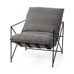 Promo 😍 Mercana Leonidas Grey Fabric Wrap W/Black Metal Frame Accent Chair - 28.5" W X 29.5" D X 34.0" H ⌛