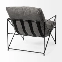 Promo 😍 Mercana Leonidas Grey Fabric Wrap W/Black Metal Frame Accent Chair - 28.5" W X 29.5" D X 34.0" H ⌛ -Mercana Shop Leonidas Grey Fabric Wrap Black Metal Frame Accent Chair 4