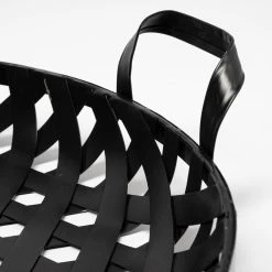 Outlet 👏 Mercana Lito (Set Of 2) Black Woven Metal Round Serving Trays - 26.8L X 23.8W X 5.5H 🔔 13 Outlet 👏 Mercana Lito (Set Of 2) Black Woven Metal Round Serving Trays - 26.8L X 23.8W X 5.5H 🔔 -Mercana Shop Lito 28Set of 229 Black Woven Metal Round Serving Trays 5