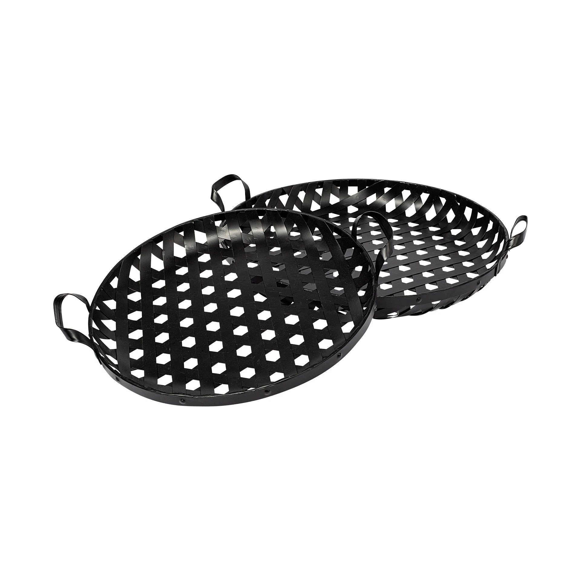 Outlet 👏 Mercana Lito (Set Of 2) Black Woven Metal Round Serving Trays - 26.8L X 23.8W X 5.5H 🔔 1 Outlet 👏 Mercana Lito (Set Of 2) Black Woven Metal Round Serving Trays - 26.8L X 23.8W X 5.5H 🔔