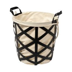 Cheapest โจ Mercana Liya 18L X 15W Black Metal Basket With Cream Fabric Liner ๐