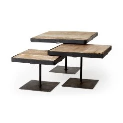 Outlet 🤩 Mercana Lorenz Light Brown Wood W/Black Metal Base Round Decorative Display Stands (Set Of 3) ✨ -Mercana Shop Lorenz 28Set of 329 Light Brown Wood W Black Metal Base Round Decorative Display Stands