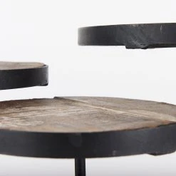 Outlet 🤩 Mercana Lorenz Light Brown Wood W/Black Metal Base Round Decorative Display Stands (Set Of 3) ✨ -Mercana Shop Lorenz Light Brown Wood w Black Metal Base Round Decorative Display Stands 28Set of 329 4