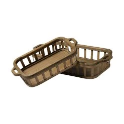 Best deal 🎁 Mercana Louis Set Of 2 Natural Wood Slated Nesting Trays - 27.6L X 14.0W X 4.9H ✨