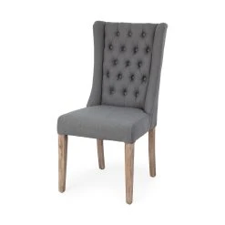 Best Pirce 😀 Mercana Mackenzie II Gray Plush Linen Covering Ash Solid Wood Base Dining Chair - 20.3L X 22.0W X 40.5H 😀 -Mercana Shop Mackenzie II Gray Plush Linen Covering Ash Solid Wood Base Dining Chair 1