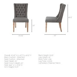 Best Pirce 😀 Mercana Mackenzie II Gray Plush Linen Covering Ash Solid Wood Base Dining Chair - 20.3L X 22.0W X 40.5H 😀 -Mercana Shop Mackenzie II Gray Plush Linen Covering Ash Solid Wood Base Dining Chair