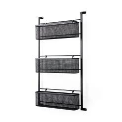 Cheap 🎁 Mercana Macrinus Black Metal W/ Mesh Baskets Wall Mounted Shelf - 23.4"W X 5.5"D X 38.6"H 💯