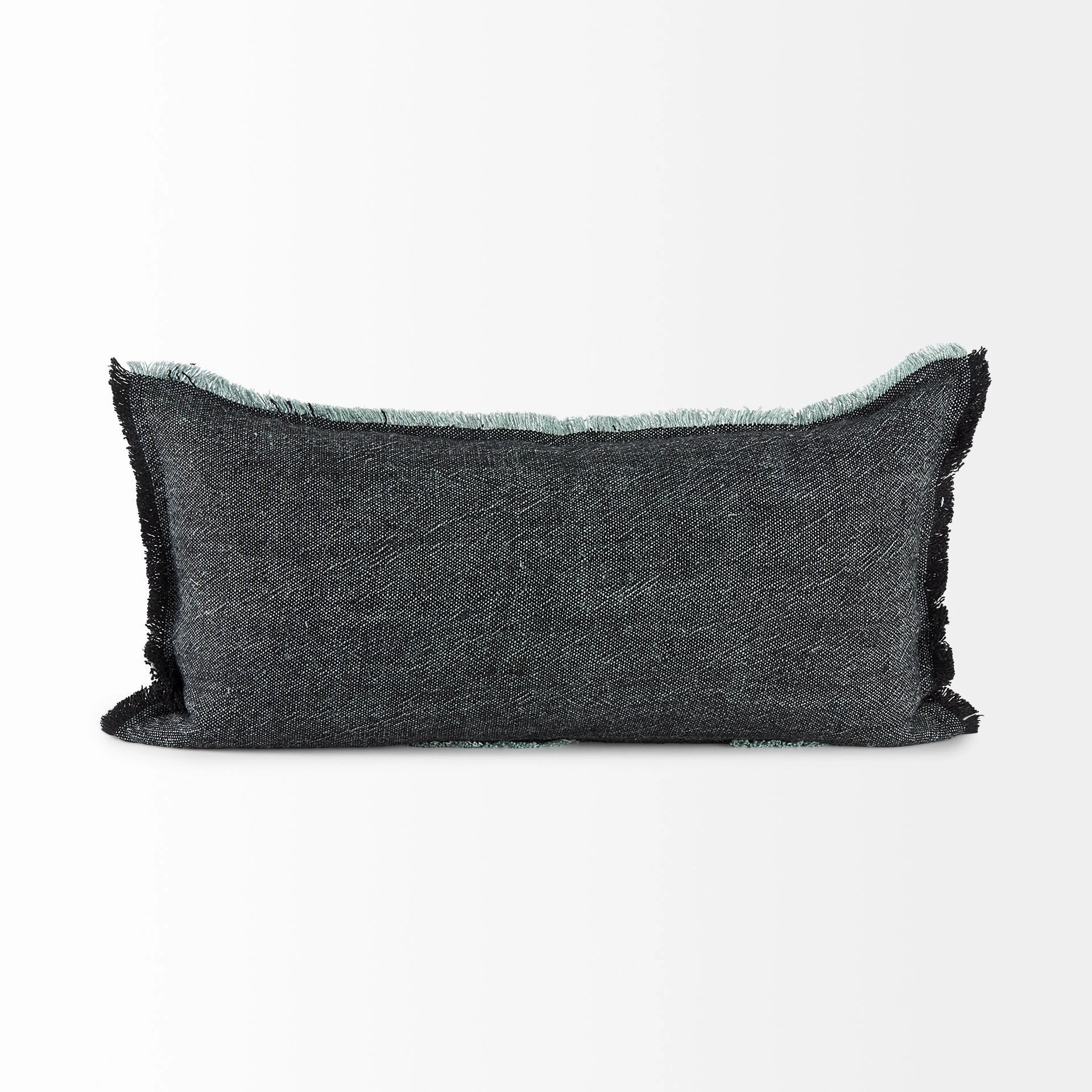 Hot Sale โ Mercana Malia Dark Gray Fabric W/ Teal Fringed Edges Pillow Cover ๐งจ 2 Hot Sale โ Mercana Malia Dark Gray Fabric W/ Teal Fringed Edges Pillow Cover ๐งจ - Image 2