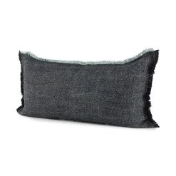 Hot Sale โ Mercana Malia Dark Gray Fabric W/ Teal Fringed Edges Pillow Cover ๐งจ