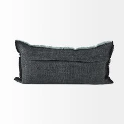 Hot Sale โ Mercana Malia Dark Gray Fabric W/ Teal Fringed Edges Pillow Cover ๐งจ 18 Hot Sale โ Mercana Malia Dark Gray Fabric W/ Teal Fringed Edges Pillow Cover ๐งจ -Mercana Shop Malia 14L x 26W Dark Gray Fabric Fringed Decorative Pillow Cover 3