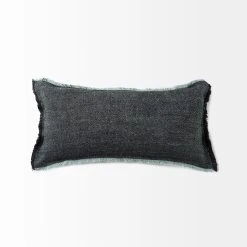 Hot Sale โ Mercana Malia Dark Gray Fabric W/ Teal Fringed Edges Pillow Cover ๐งจ 19 Hot Sale โ Mercana Malia Dark Gray Fabric W/ Teal Fringed Edges Pillow Cover ๐งจ -Mercana Shop Malia 14L x 26W Dark Gray Fabric Fringed Decorative Pillow Cover 4