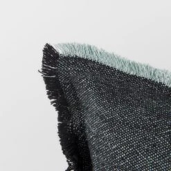 Hot Sale โ Mercana Malia Dark Gray Fabric W/ Teal Fringed Edges Pillow Cover ๐งจ 20 Hot Sale โ Mercana Malia Dark Gray Fabric W/ Teal Fringed Edges Pillow Cover ๐งจ -Mercana Shop Malia 14L x 26W Dark Gray Fabric Fringed Decorative Pillow Cover 5