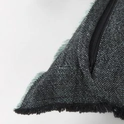 Hot Sale โ Mercana Malia Dark Gray Fabric W/ Teal Fringed Edges Pillow Cover ๐งจ 22 Hot Sale โ Mercana Malia Dark Gray Fabric W/ Teal Fringed Edges Pillow Cover ๐งจ -Mercana Shop Malia 14L x 26W Dark Gray Fabric Fringed Decorative Pillow Cover 7