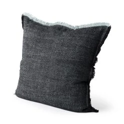 Hot Sale โ Mercana Malia Dark Gray Fabric W/ Teal Fringed Edges Pillow Cover ๐งจ 24 Hot Sale โ Mercana Malia Dark Gray Fabric W/ Teal Fringed Edges Pillow Cover ๐งจ -Mercana Shop Malia 14L x 26W Dark Gray Fabric Fringed Decorative Pillow Cover 9
