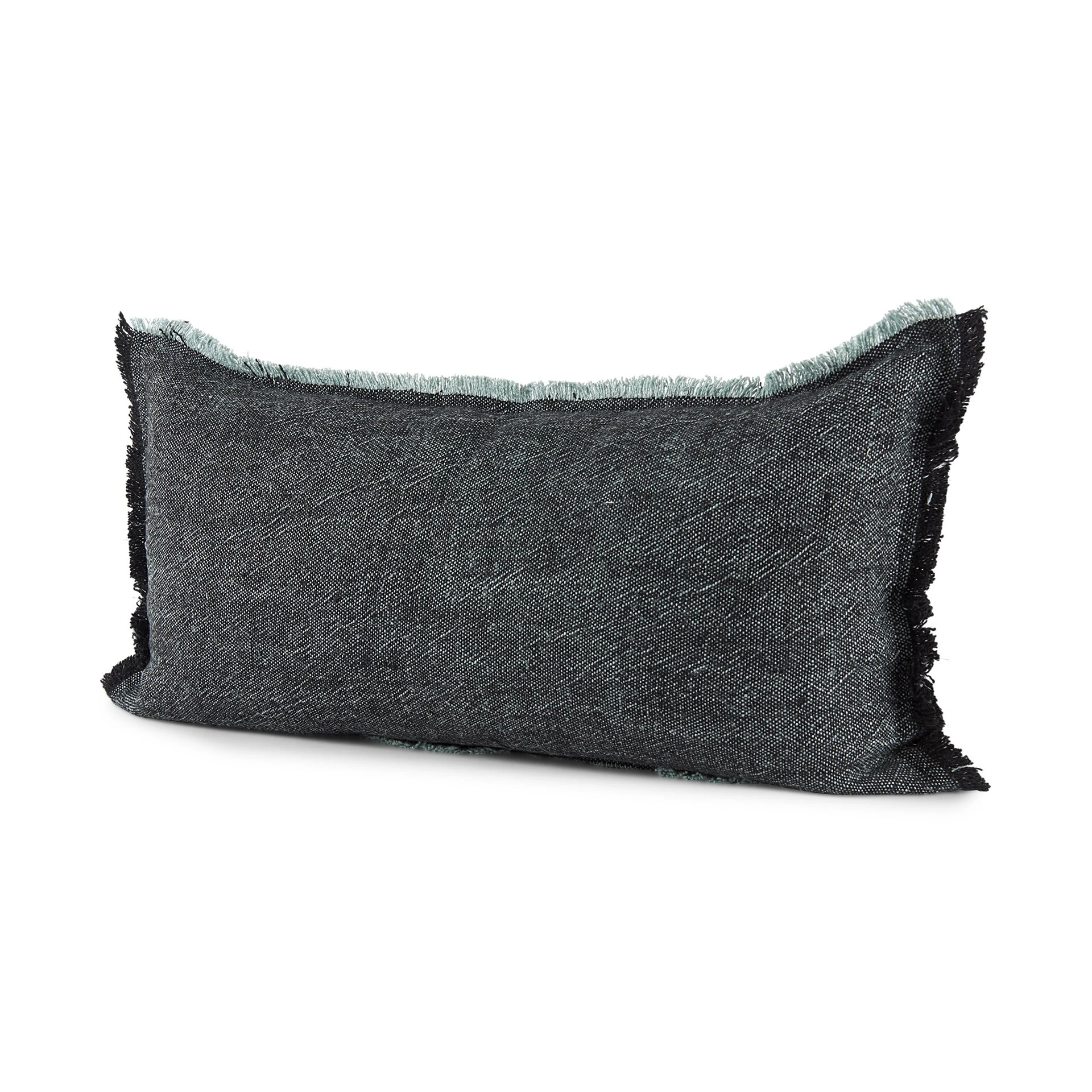 Hot Sale โ Mercana Malia Dark Gray Fabric W/ Teal Fringed Edges Pillow Cover ๐งจ 1 Hot Sale โ Mercana Malia Dark Gray Fabric W/ Teal Fringed Edges Pillow Cover ๐งจ